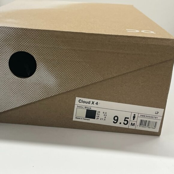 NEW On Could Men's Cloud X 4 Training Shoes in Ivory and Black Size 9.5 - Picture 8 of 8